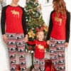 Matching Family Christmas Pajamas Father Red Printed Top And Pants 2 Piece Set For Men