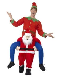 Carry Me Santa Clause Costume Halloween Christmas Piggyback Adults Red Flannel Funny Oktoberfest Ride On Costumes