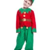 Christmas Elf Costume Boys Kids Long Sleeve Top Pants Hat 3 Piece Set Halloween
