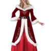 Christmas Holidays Costumes Furry Red Print Women Dress