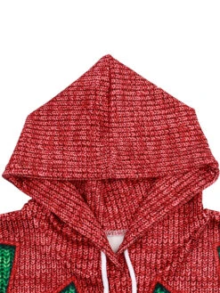 Ugly Christmas Sweater Print Long Sleeve Hoodie Top -Christmas Costumes Store 201911181741344528825
