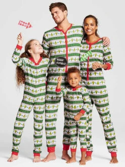 Christmas Matching Family Pajamas Green Christmas Pattern Jumpsuit