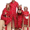 Family Christmas Pajamas Christmas Pattern Red Family Sleepwear Jumpsuit