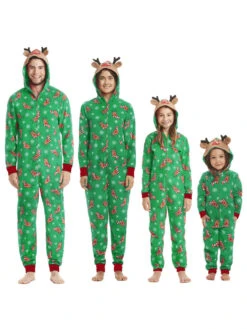 Family Christmas Pajamas Christmas Pattern Red Family Sleepwear Jumpsuit -Christmas Costumes Store 201911191520020211072