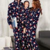 Matching Family Christmas Pajamas Santa Clause Dark Navy Jumpsuit