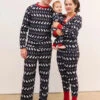 Family Christmas Pajamas Christmas Pattern Dark Navy Clothes Set