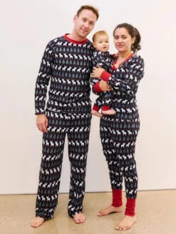 Family Christmas Pajamas Christmas Pattern Dark Navy Clothes Set