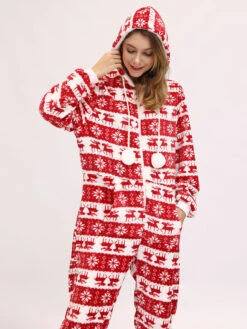 Pajamas Kigurumi Onesie Christmas Pattern Flannel For Adult Winter Sleepwear Animal Costume Carnival Onesie Pajamas -Christmas Costumes Store 201911261613504259127