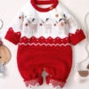 Kigurumi Pajamas Onesie Christmas Reindeer Knit Wear Kid Knitted Winter Sleepwear Mascot Animal Carnival Onesie Pajamas