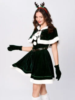 Women Christmas Set Red Furry Skater Dress Christmas Holidays Costumes -Christmas Costumes Store 201912021642322708566