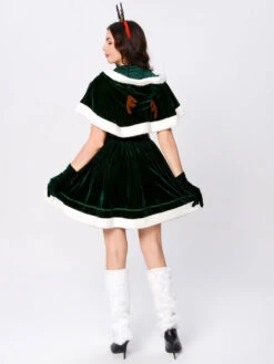 Women Christmas Set Red Furry Skater Dress Christmas Holidays Costumes -Christmas Costumes Store 201912021642331257088