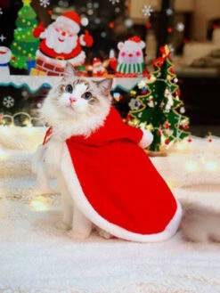 Pet Costume Christmas Red Cloak Polyester Pet Supply
