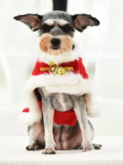 Pet Costume Christmas Red Clothes Polyester Pet Supply