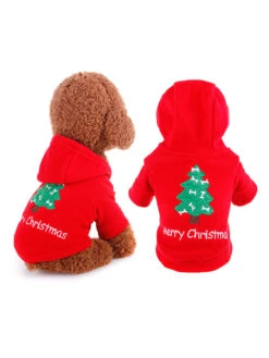 Pet Costume Christmas Tree Red Clothes Polyester Pet Supply