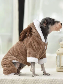 Pet Costume Christmas Coffee Brown Clothes Polyester Deer Pet Supply