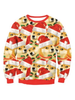 Christmas Doge Pullover Sweatshirt Ugly Christmas Tops