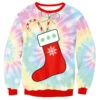 Christmas Pullover Sweatshirt Socks Print Ugly Christmas Tops