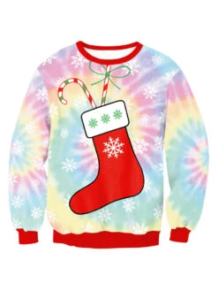 Christmas Pullover Sweatshirt Socks Print Ugly Christmas Tops