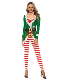 Christmas Santa Clause Stretchy Zentai Suit Jumpsuit