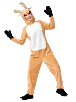 Women's Christmas Jumpsuit Khaki Polyester Fiber Two-Tone Animal Holidays Costumes