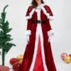 Women's Christmas Costume Red Polyester Polyester Two-Tone Holidays Dress