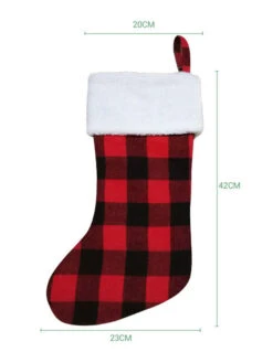 Christmas Gift Bags Christmas Door Hanging Decorations Plaid Cloth Christmas Socks Gift Bags -Christmas Costumes Store 202011091725437257338