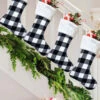 Christmas Gift Bags Christmas Door Hanging Decorations Plaid Cloth Christmas Socks Gift Bags