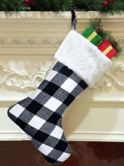 Christmas Gift Bags Christmas Door Hanging Decorations Plaid Cloth Christmas Socks Gift Bags -Christmas Costumes Store 202011091725444052704