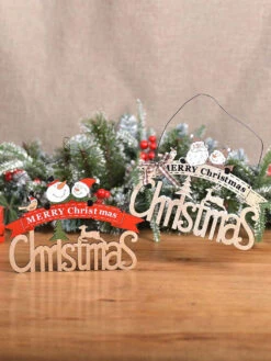 Christmas Decorations Creative Wooden Pendants Color Letter Pendants Window Scene Layout Decoration