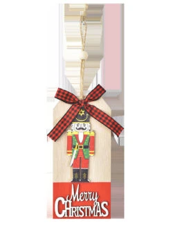 Christmas Decorations Wooden Walnut Soldier Pendant Wooden Letter Card Pendant Christmas Bow Pendant -Christmas Costumes Store 202011091727116288522
