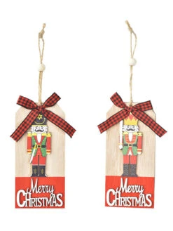 Christmas Decorations Wooden Walnut Soldier Pendant Wooden Letter Card Pendant Christmas Bow Pendant -Christmas Costumes Store 202011091727119489687