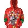 Red Hoodies Christmas Top Polyester Fiber Christmas Pattern Casual Holidays Costumes