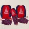 Christmas Matching Family Pajamas Cotton Blend Red Navy Blue Plaid Christmas Pattern Top Pants Set