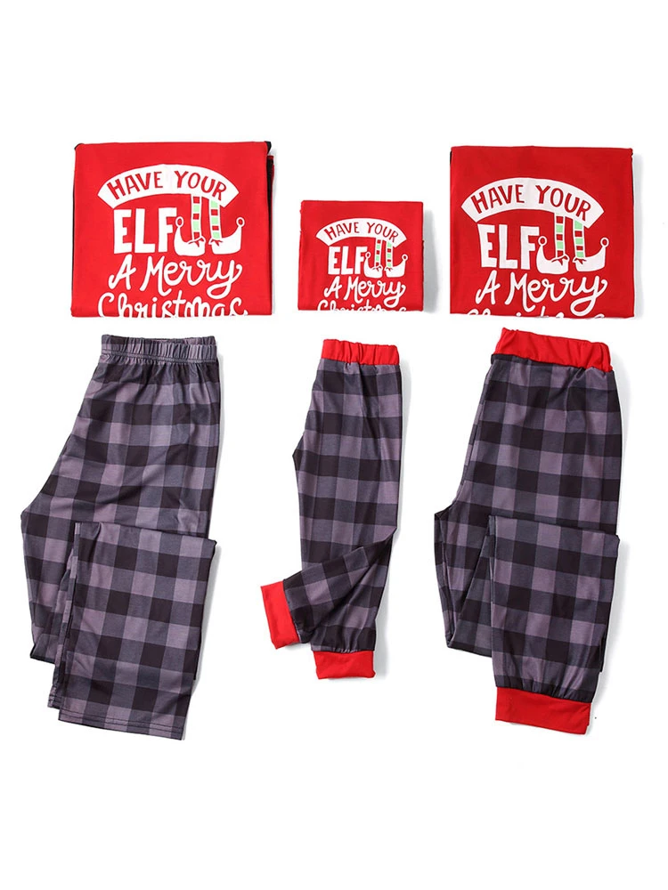 Matching Family Christmas Pajamas Cotton Blend Plaid Christmas Pattern Red Top Plaid Pants Set 5 Matching Family Christmas Pajamas Cotton Blend Plaid Christmas Pattern Red Top Plaid Pants Set - Image 5