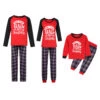 Matching Family Christmas Pajamas Cotton Blend Plaid Christmas Pattern Red Top Plaid Pants Set