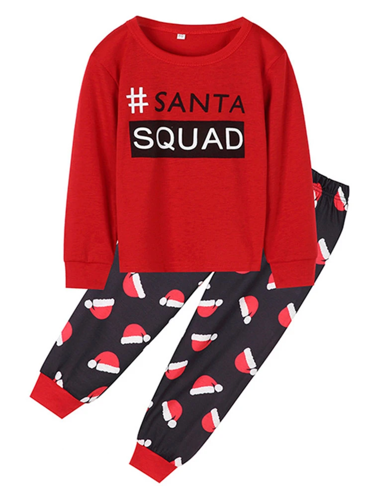 Matching Family Christmas Pajamas Cotton Blend Color Block Red Navy Blue Christmas Pattern Pants Top Set 4 Matching Family Christmas Pajamas Cotton Blend Color Block Red Navy Blue Christmas Pattern Pants Top Set - Image 4