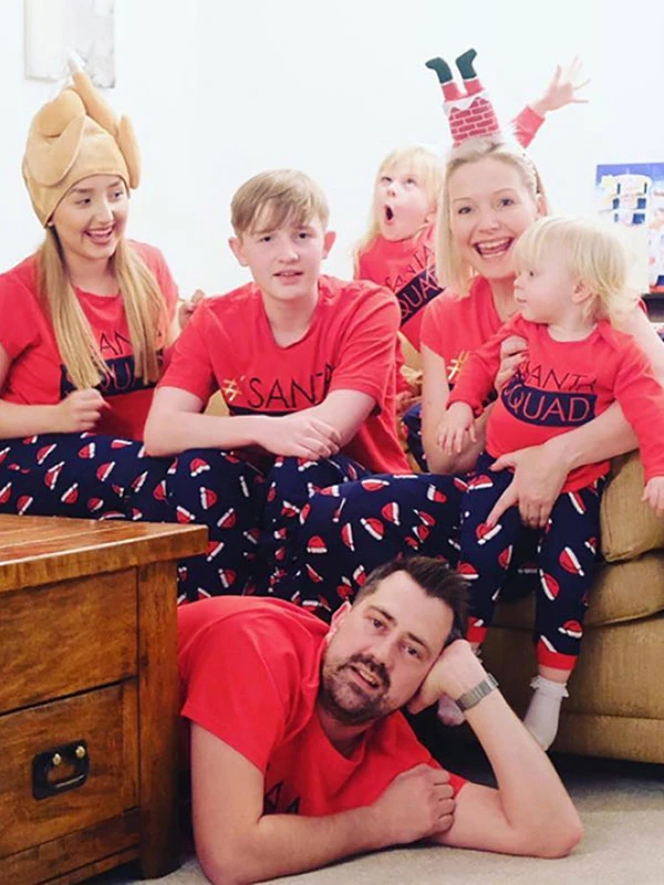 Matching Family Christmas Pajamas Cotton Blend Color Block Red Navy Blue Christmas Pattern Pants Top Set 1 Matching Family Christmas Pajamas Cotton Blend Color Block Red Navy Blue Christmas Pattern Pants Top Set