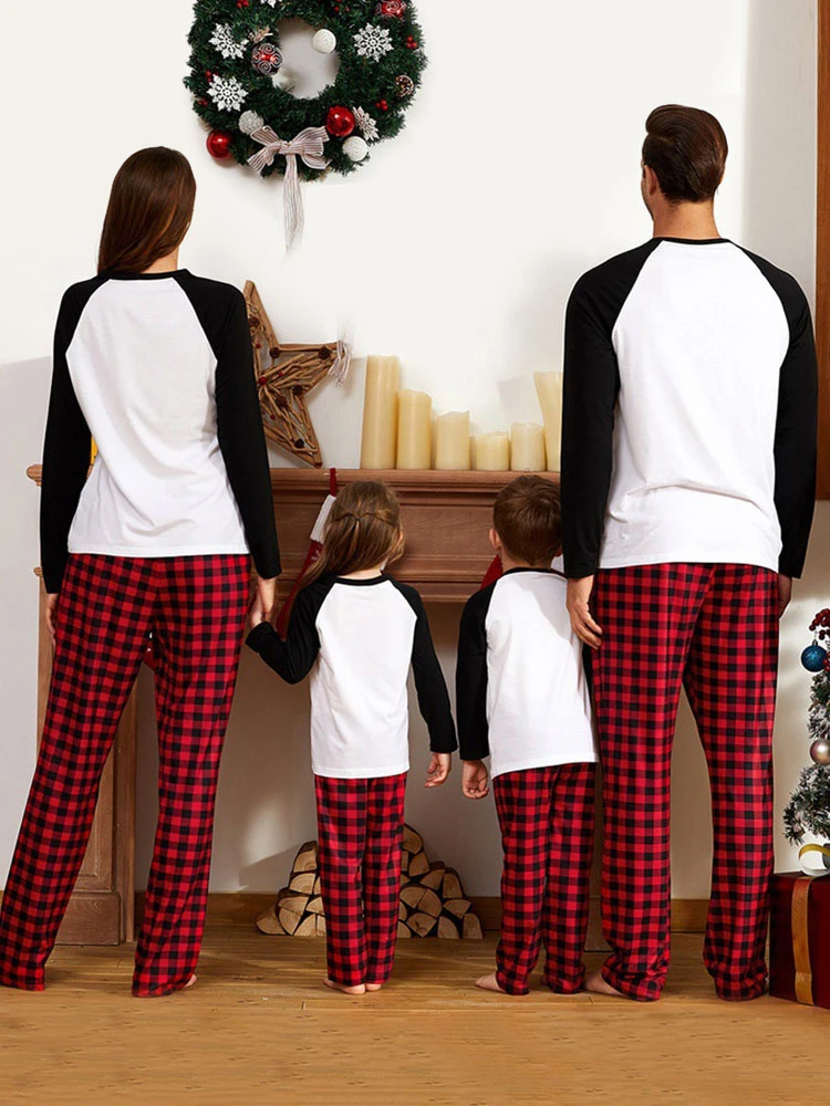 Christmas Matching Family Pajamas Cotton Blend Plaid Christmas Pattern Red Top Plaid Pants Set 3 Christmas Matching Family Pajamas Cotton Blend Plaid Christmas Pattern Red Top Plaid Pants Set - Image 3