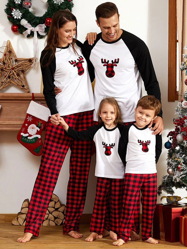 Christmas Matching Family Pajamas Cotton Blend Plaid Christmas Pattern Red Top Plaid Pants Set 1 Christmas Matching Family Pajamas Cotton Blend Plaid Christmas Pattern Red Top Plaid Pants Set