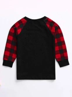 Family Christmas Pajamas Cotton Blend Black Plaid Christmas Pattern Top Pants Set -Christmas Costumes Store 202011101305077053721