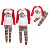 Family Christmas Pajamas Cotton Blend Christmas Pattern Red White Color Block Top Pants Set
