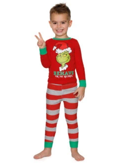 Christmas Matching Family Pajamas Cotton Blend Red Stripes Christmas Pattern Top Pants Set -Christmas Costumes Store 202011101305167001804