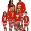 Christmas Matching Family Pajamas Cotton Blend Red Stripes Christmas Pattern Top Pants Set