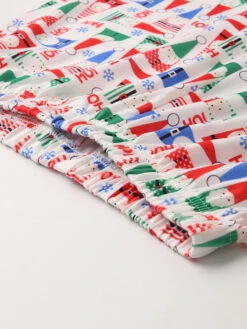 Family Christmas Pajamas Cotton Blend Christmas Pattern Color Block Red Top Pants Set -Christmas Costumes Store 202011101305290813387