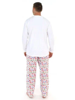 Family Christmas Pajamas Cotton Blend Christmas Pattern Color Block Red Top Pants Set -Christmas Costumes Store 202011101305304471177