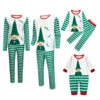 Matching Family Christmas Pajamas Cotton Blend Christmas Pattern Green White Color Block Pants Top Set