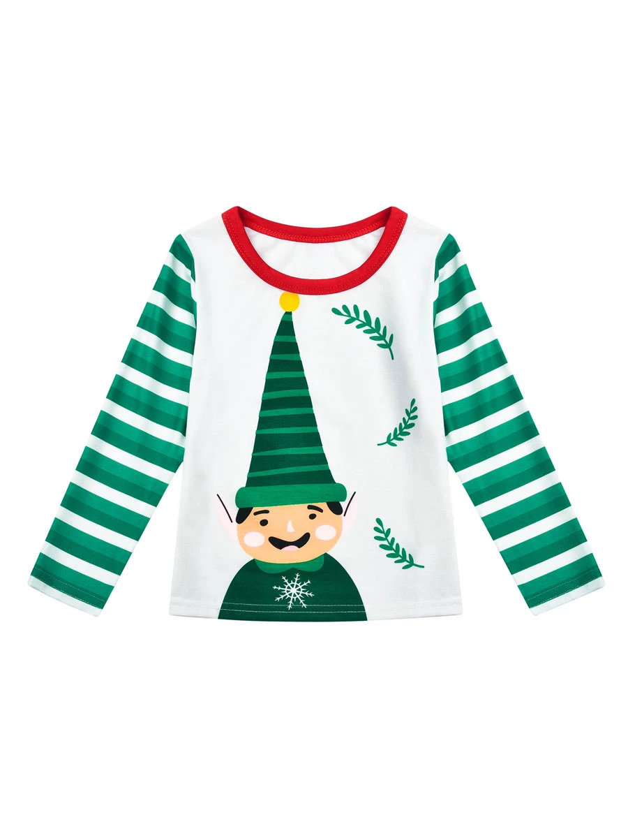 Matching Family Christmas Pajamas Cotton Blend Christmas Pattern Green White Color Block Pants Top Set 5 Matching Family Christmas Pajamas Cotton Blend Christmas Pattern Green White Color Block Pants Top Set - Image 5