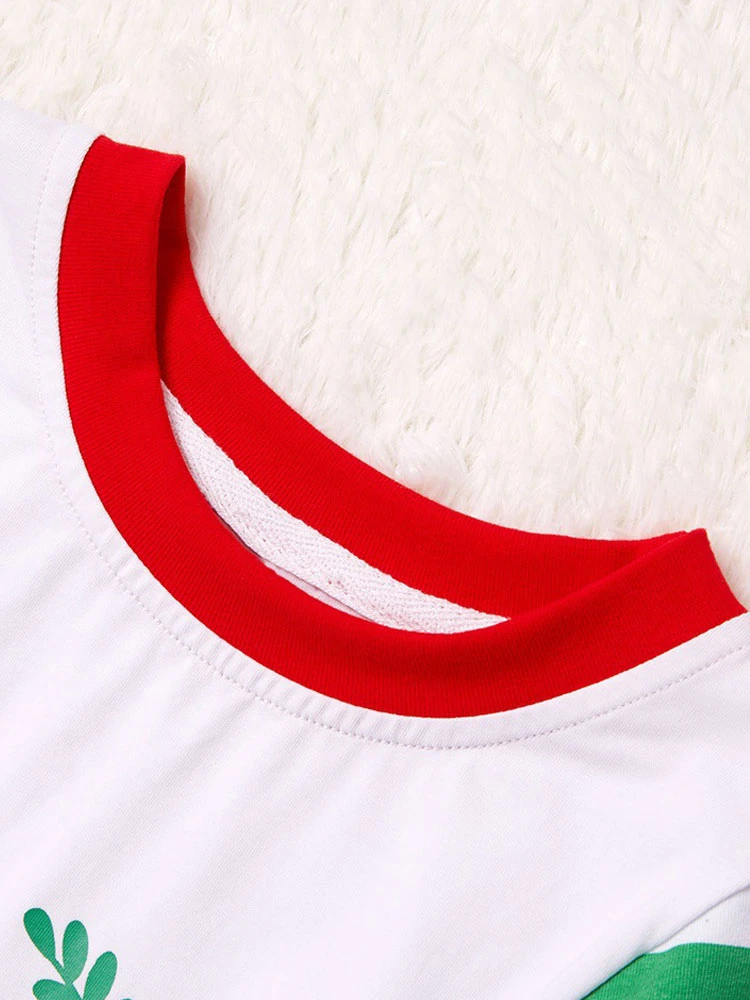 Matching Family Christmas Pajamas Cotton Blend Christmas Pattern Green White Color Block Pants Top Set 7 Matching Family Christmas Pajamas Cotton Blend Christmas Pattern Green White Color Block Pants Top Set - Image 7