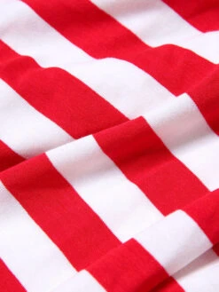 Family Christmas Pajamas Cotton Blend Printed Red White  Color Block Pants Top Set -Christmas Costumes Store 202011111140485902259