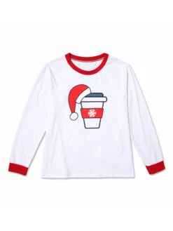 Family Christmas Pajamas Cotton Blend Printed Red White  Color Block Pants Top Set -Christmas Costumes Store 202011111140489375912